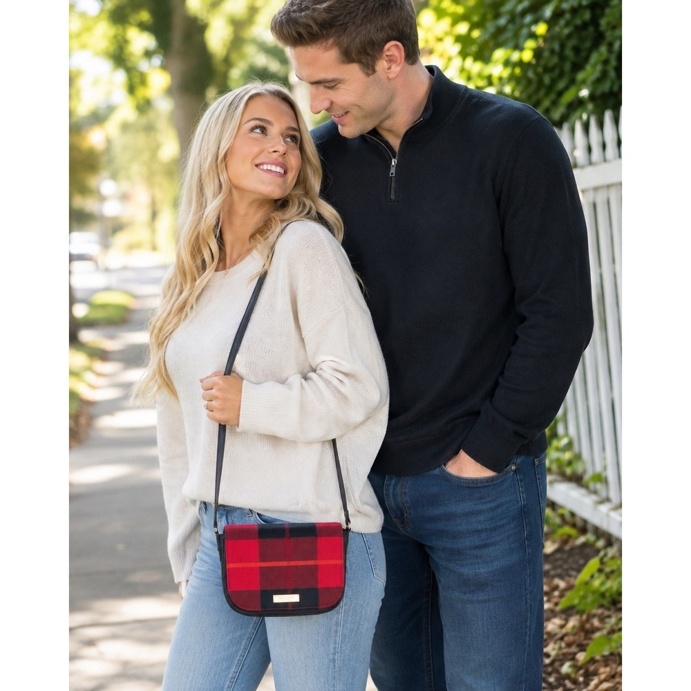Kate Spade Bag Newbury Lane Red Black Buffalo Plaid Checked Lumberjack Crossbody